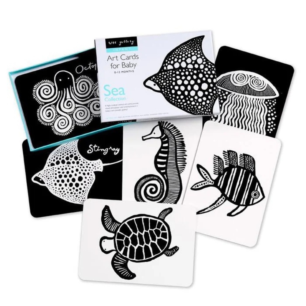Wee Gallery Sea Collection Art Cards for Baby - Black and White high contrast